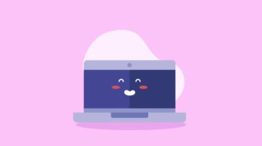 dizüstü bilgisayar taşınabilir kawaii biçimi, 4k video animasyonu