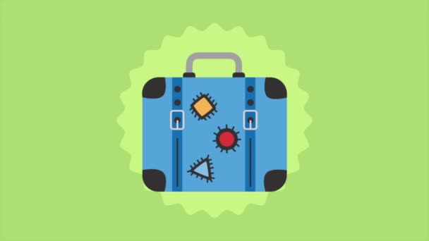 Suitcase Travel Equipment Stickers Video Animated — Stock Video