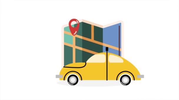 Taxi Servizio Pubblico Cartina Cartacea Video Animati — Video Stock