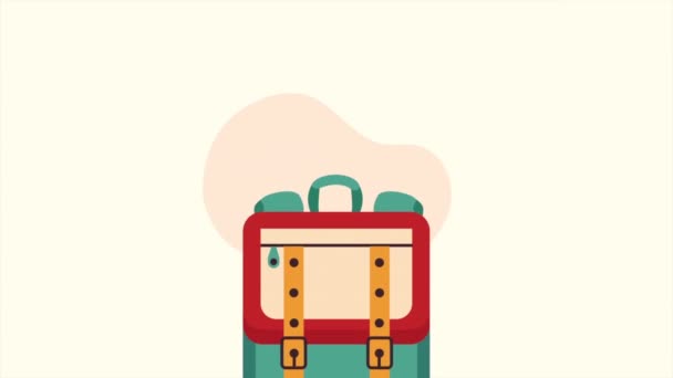 Kamperen Travelbag Met Papieren Kaart Kompas Video Geanimeerd — Stockvideo
