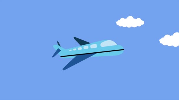 Podróż Samolotem Lecącym Animacji Nieba Animacja Wideo — Wideo stockowe