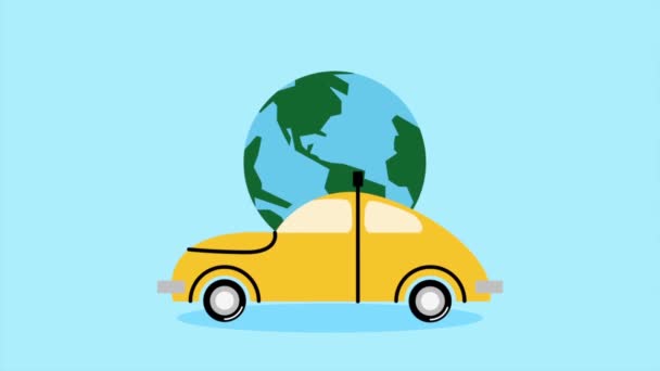 Taxi Öffentlicher Dienst Und Welt Planet Video Animiert — Stockvideo