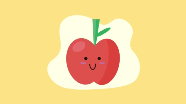 Manzana Fruta Fresca Alimentos Saludables Video Animado — Vídeo de stock