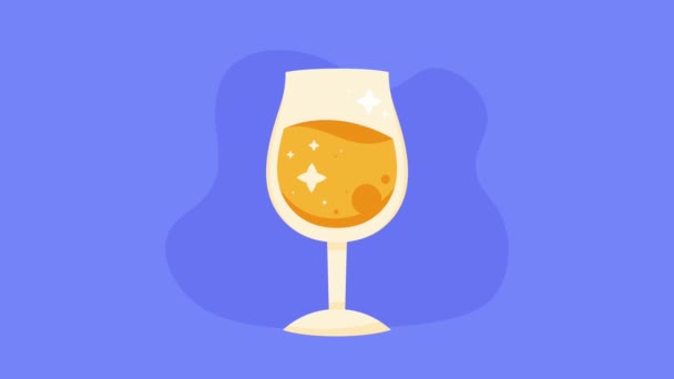 Wine Cup Drink Celebration Animation Video Animated — Stock Video