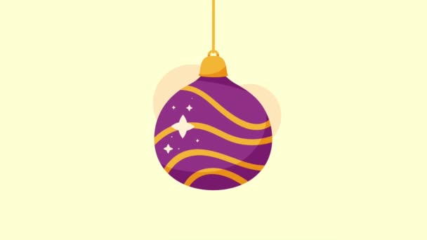 Purple Christmas Ball Hanging Animation Video Animated — Stock Video
