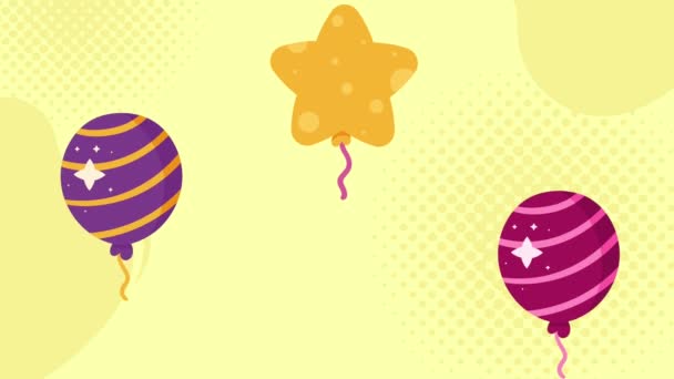 Balónky Helium Plovoucí Oslavy Animace Video Animované — Stock video