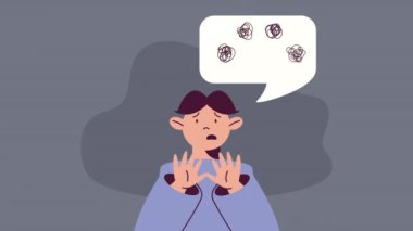 Anksiyete kriziyle ayakta duran adam, 4k video animasyonu