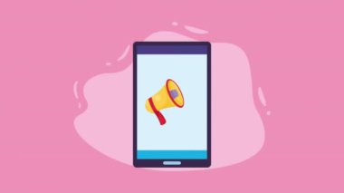 Megafon animasyonlu akıllı telefon aygıtı, 4k video animasyonu