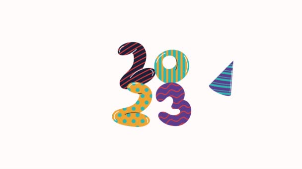 2023 Щасливі Новорічні Аксесуари Анімація Відео Анімовані — стокове відео