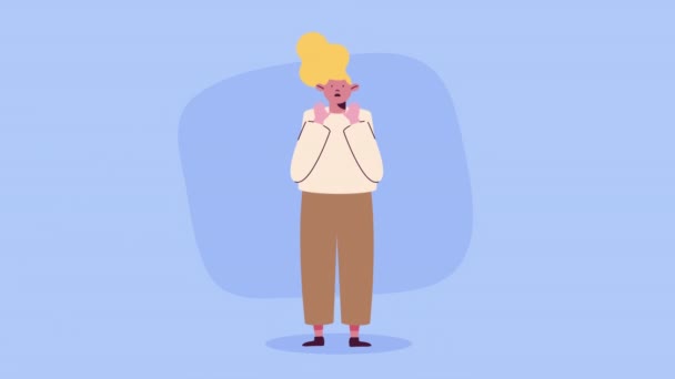 患恐惧症的金发女人 4K视频动画 — 图库视频影像