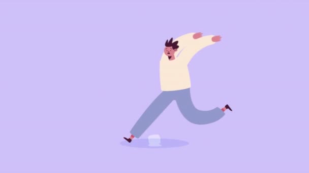 Hombre Corriendo Con Fobia Ataque Video Animado — Vídeo de stock