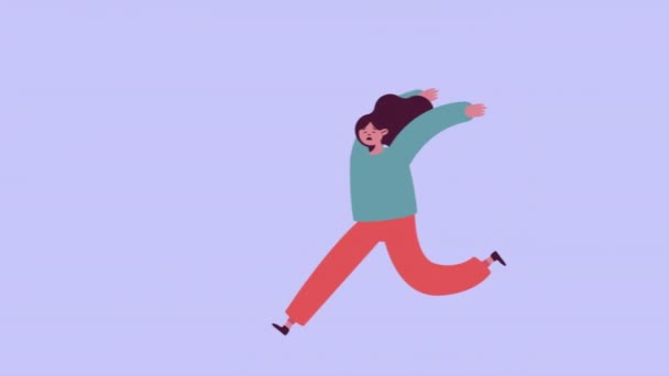 Mujer Corriendo Con Ataque Pánico Video Animado — Vídeo de stock
