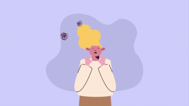 恐怖症を患っているブロンド女性 4Kビデオアニメ — ストック動画