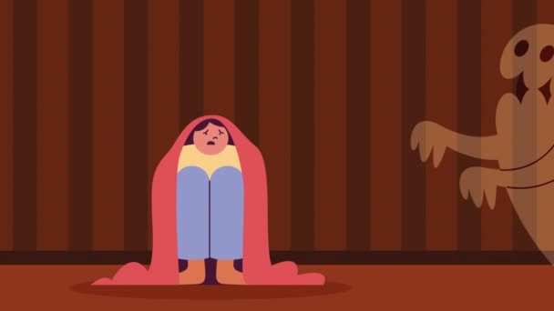 Pria Yang Duduk Menderita Serangan Fobia Animasi Video — Stok Video