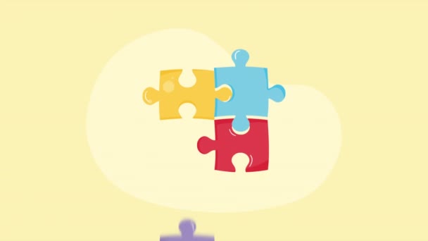 Puzzle Game Pieces Solution Animation Video Animated — Stock Video