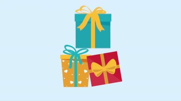Three Gifts Boxes Presents Animation Video Animated — Stock Video