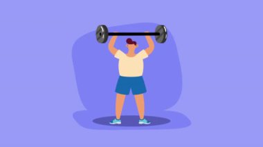 Erkek atlet ağırlık kaldırma antrenmanı, 4k video animasyonu