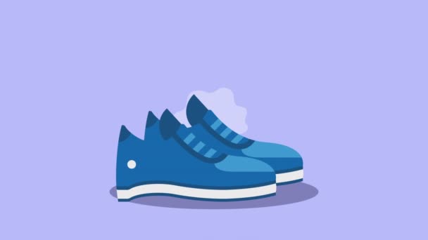 Azul Tênis Sapatos Animação Esportiva Vídeo Animado — Vídeo de Stock