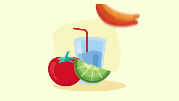 Taze Meyve Sağlıklı Yiyecek Animasyonu Video Animasyonu — Stok video