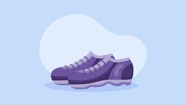 Roxo Tênis Sapatos Animação Esportiva Vídeo Animado — Vídeo de Stock