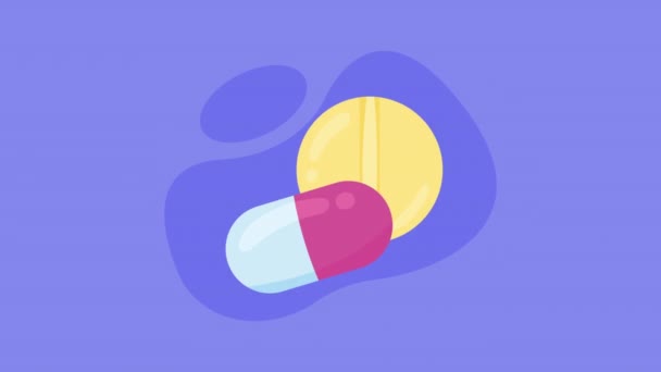Píldora Drogas Cápsula Animación Video Animado — Vídeos de Stock