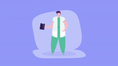 Üniformalı erkek doktor, 4k video animasyonu