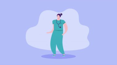 Üniformalı kadın cerrah, 4K video animasyon.