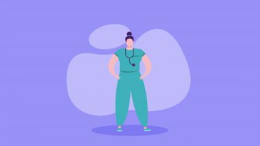 Üniformalı kadın cerrah, 4K video animasyon.