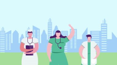 Doktorlar tıbbi karakter animasyonu, 4k video animasyonu