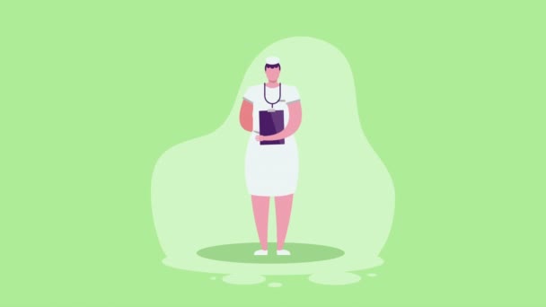 女性看護師と医療命令4Kビデオアニメーション — ストック動画