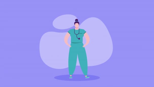 Medico Chirurgo Donna Con Uniforme Video Animato — Video Stock