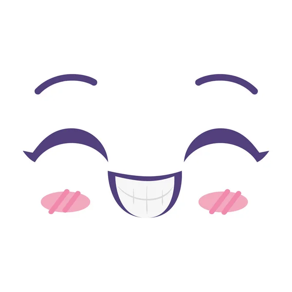 Sorridente Kawaii Rosto Personagem Cômico —  Vetores de Stock