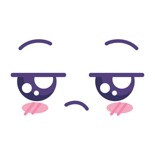 Sad Kawaii Face Comic Character — Stock Vector