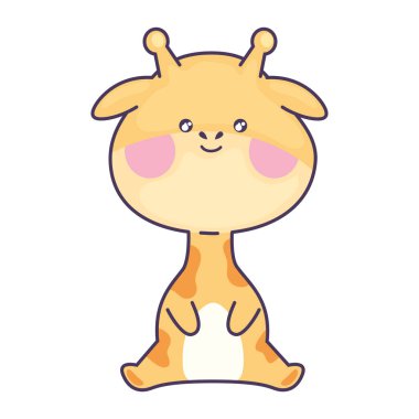 Sevimli zürafa hayvan sevecen karakteri