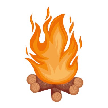 Ahşap kamp ateşi ikonu izole edildi