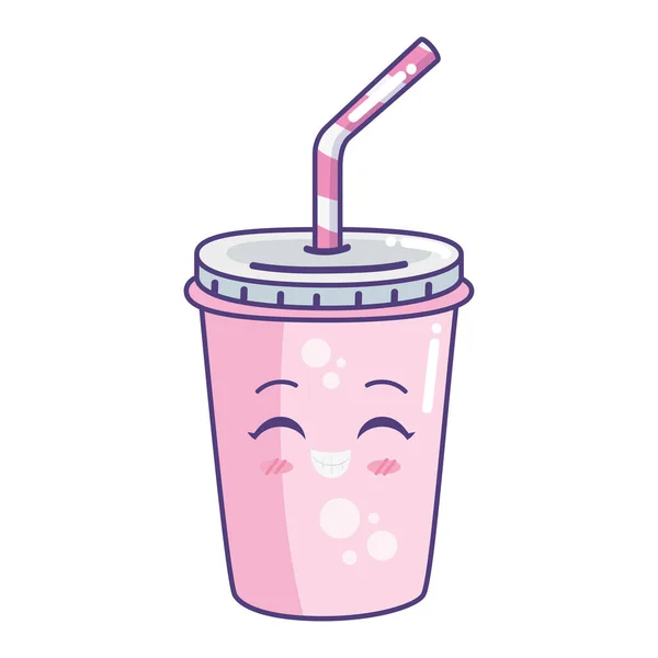 Kawaii风格的可爱饮料图标 — 图库矢量图片