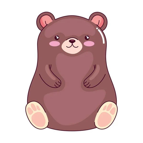 Urso Bonito Kawaii Personagem Animal — Vetor de Stock