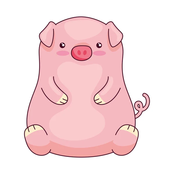 Niedliches Schwein Kawaii Tierischen Charakter — Stockvektor