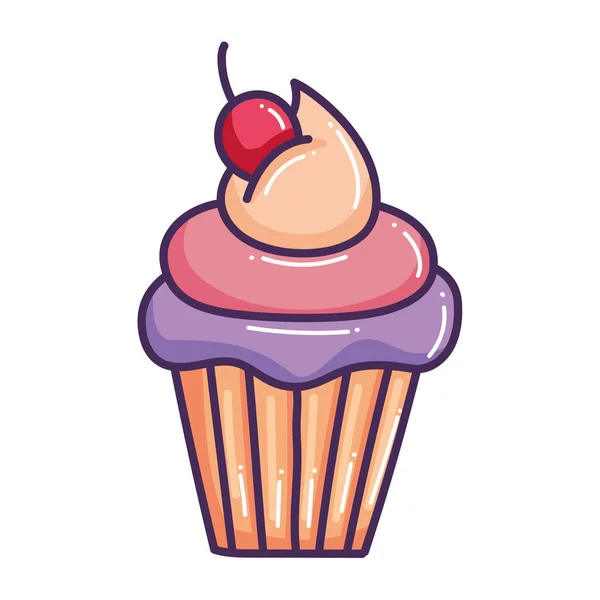Doce Cupcake Ícone Produto Pastelaria — Vetor de Stock