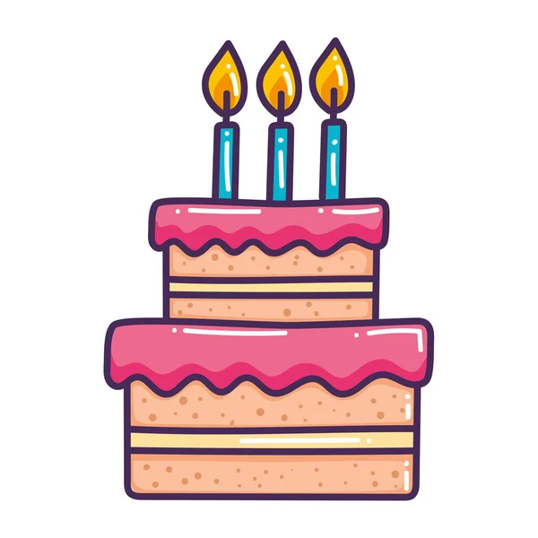 Kuchen Mit Drei Kerzen — Stockvektor