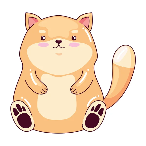 Yellow Cat Kawaii Animal Character — Stock Vector