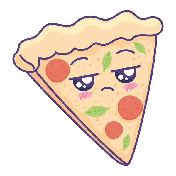 Pizza Kawaii Fast Food Icon — Stockový vektor