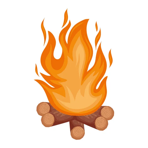 Wooden Campfire Flame Isolated Icon — Stock Vector