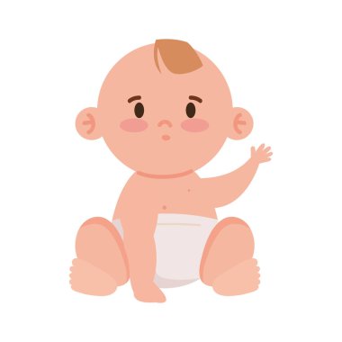 Küçük bebek oturan kawaii karakteri