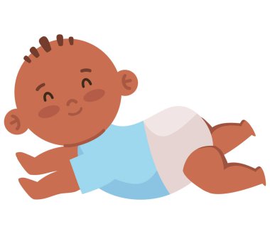 Afro küçük bebek uzanmış karakter