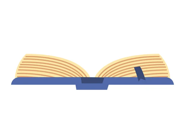 Livre Texte Bleu Icône Bibliothèque Ouverte — Image vectorielle