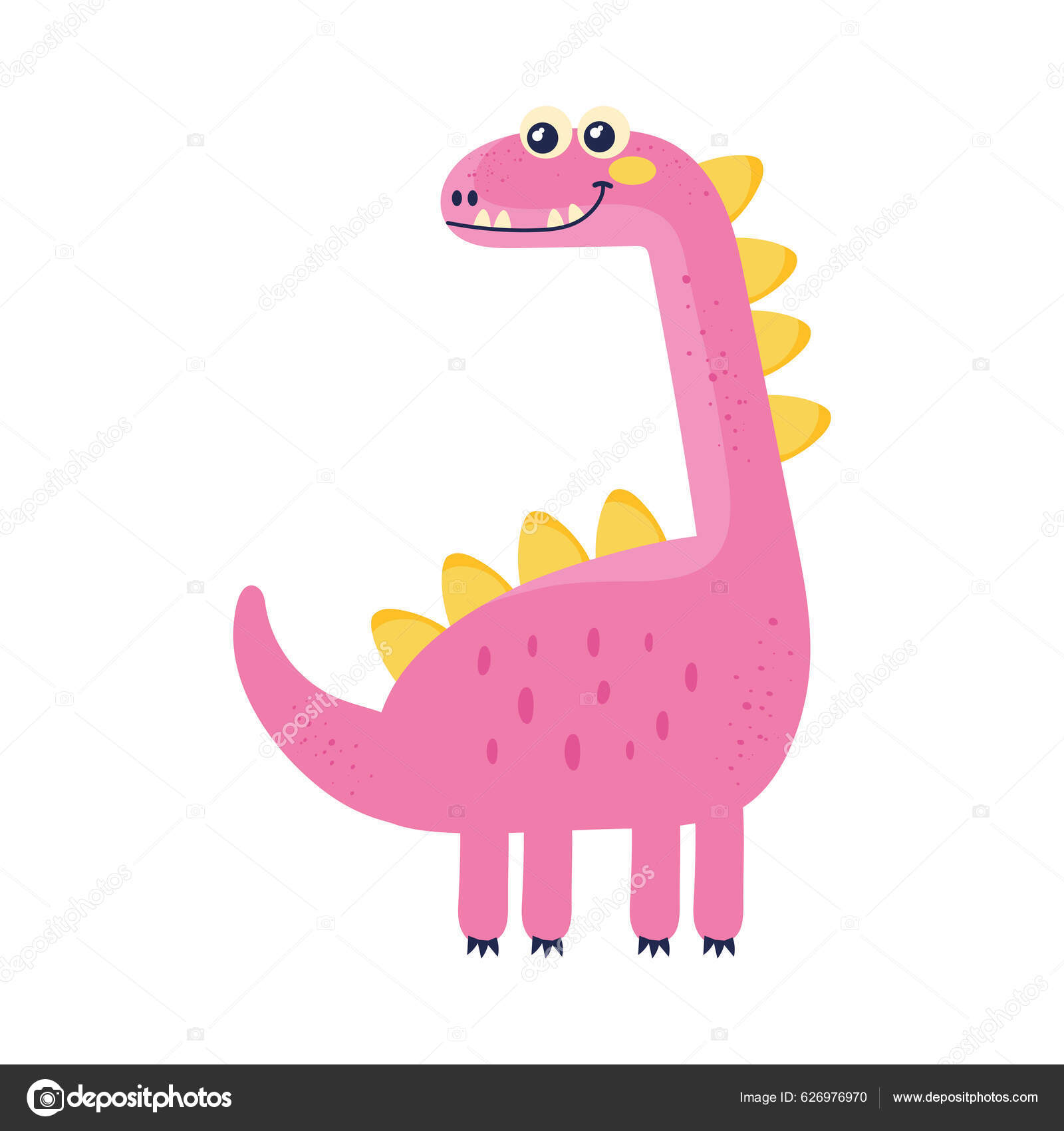 Desenhos animados bonitos de dinossauro rosa sobre fundo branco