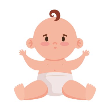 Sevimli küçük bebek oturan karakter.