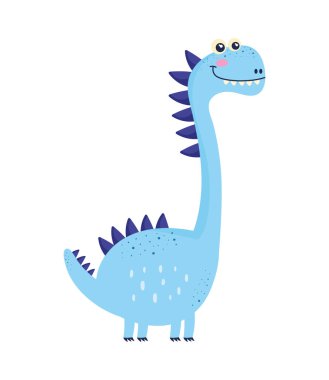 Şirin mavi dinozor komik karakteri
