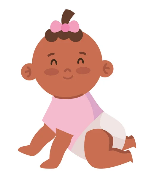 Afro Holčička Baby Charakter — Stockový vektor